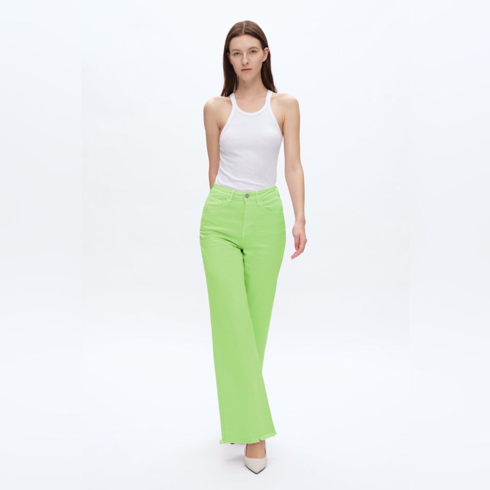Bayeas Stella Wide Leg Denim Jeans in Green